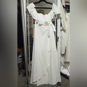 White Ruffle Maxi Dress